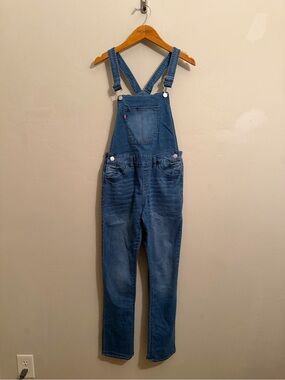 Levi’s Girls Denim Overalls Size 14 Regular Medium Wash Stretch Bib Overalls